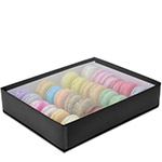 Onyx Black Macaron Box with Clear Lid - Holds 24