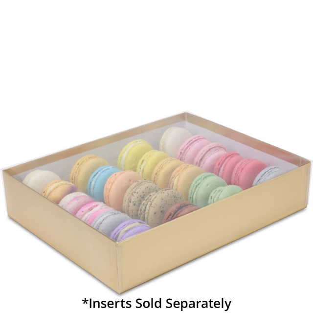 Gold Macaron Box with Clear Lid - Holds 24
