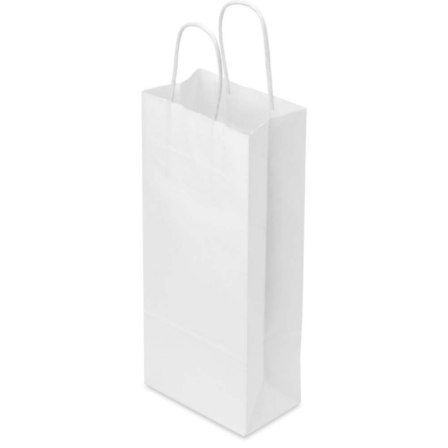 5.5 x 3.25 x 12.5 in. - White Paper One Bottle Wine Bags