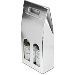 Argento Metallic Silver Embossed 2-Bottle Wine Carrier Boxes