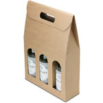 Natural Brown Kraft 3 Bottle Wine Carrier Boxes