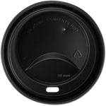 Huhtamaki Sipper Dome Style Black Lids for Disposable Coffee Cups - Fits 10, 12, 16, 20, 24 oz.