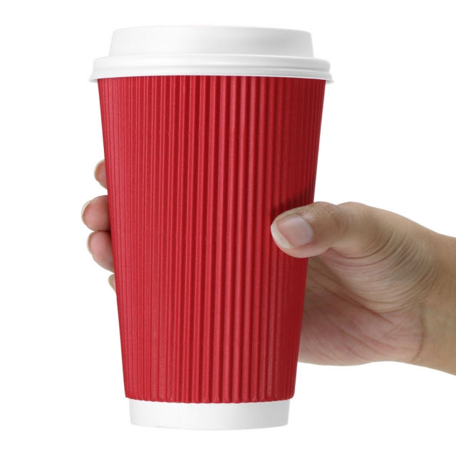 16 oz. Red Ripple-Wall Paper Coffee Cups