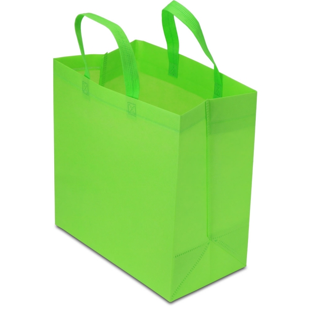Lime Green Reusable Tall Takeout Bag with handle - 13 x 7 x 13 in.