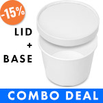64 oz. Plain White BULK Soup , Ice Cream or Food Container with Non-Vented Lids Combo Pack