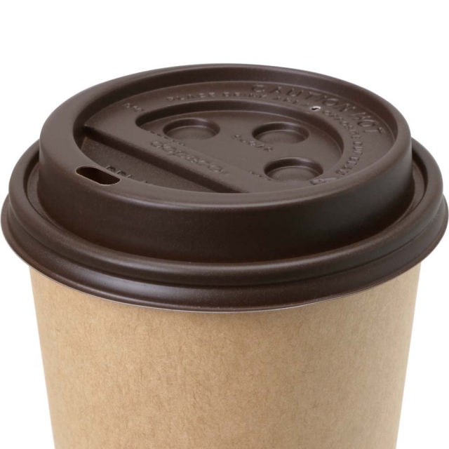 Brown Dome Lids for Planet+, Ripple Wrap & Dopaco 10/12/16/20/24oz. Paper Coffee Cups (1000/case)