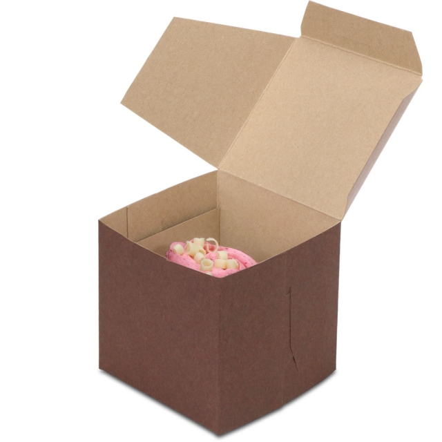 4 x 4 x 4" Chocolate Brown Individual Cupcake Bakery Boxes