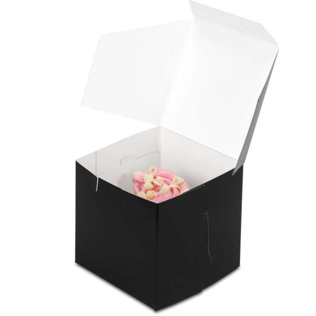 4 x 4 x 4" Black Individual Cupcake Bakery Boxes