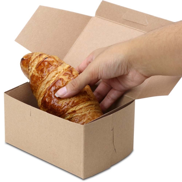 5-1/2 x 4 x 2-7/8" 100% Recycled Brown Kraft Bakery Boxes
