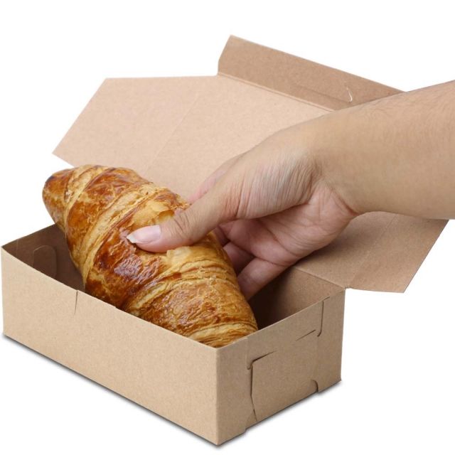 6-1/2 x 3-3/4 x 2-1/8" 100% Recycled Brown Kraft Bakery Boxes