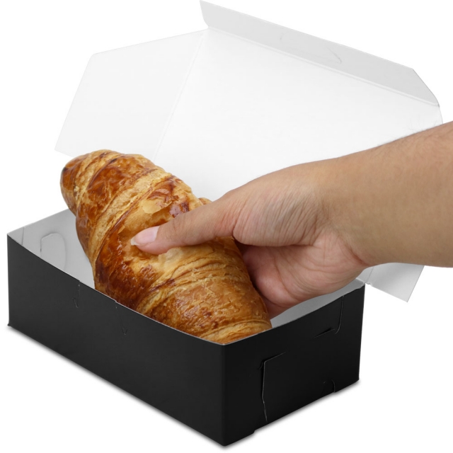 6.5 x 3.75 x 2.125" Black Bakery Boxes