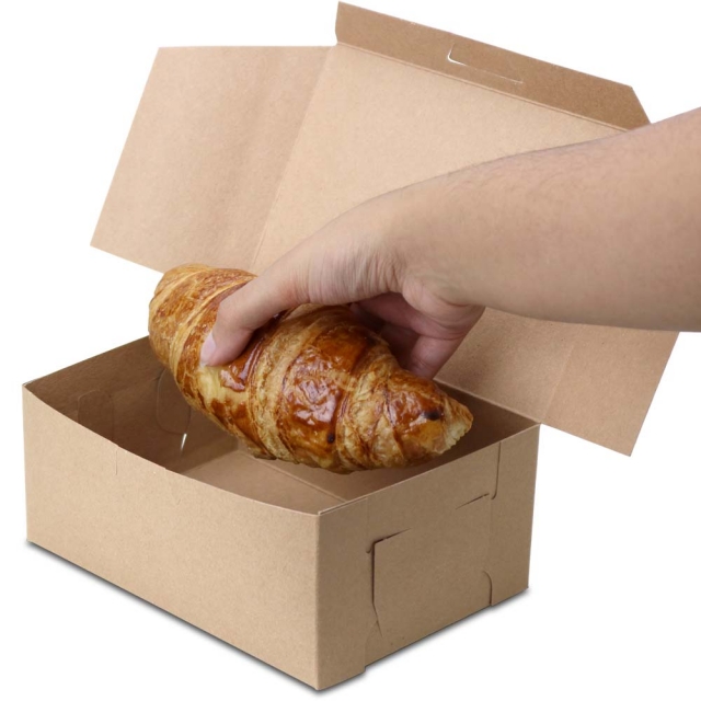 7 x 5 x 3" 100% Recycled Brown Kraft Bakery Boxes