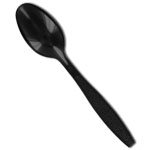 Black Disposable Plastic Poly Wrapped Teaspoons - Heavy Weight 7"