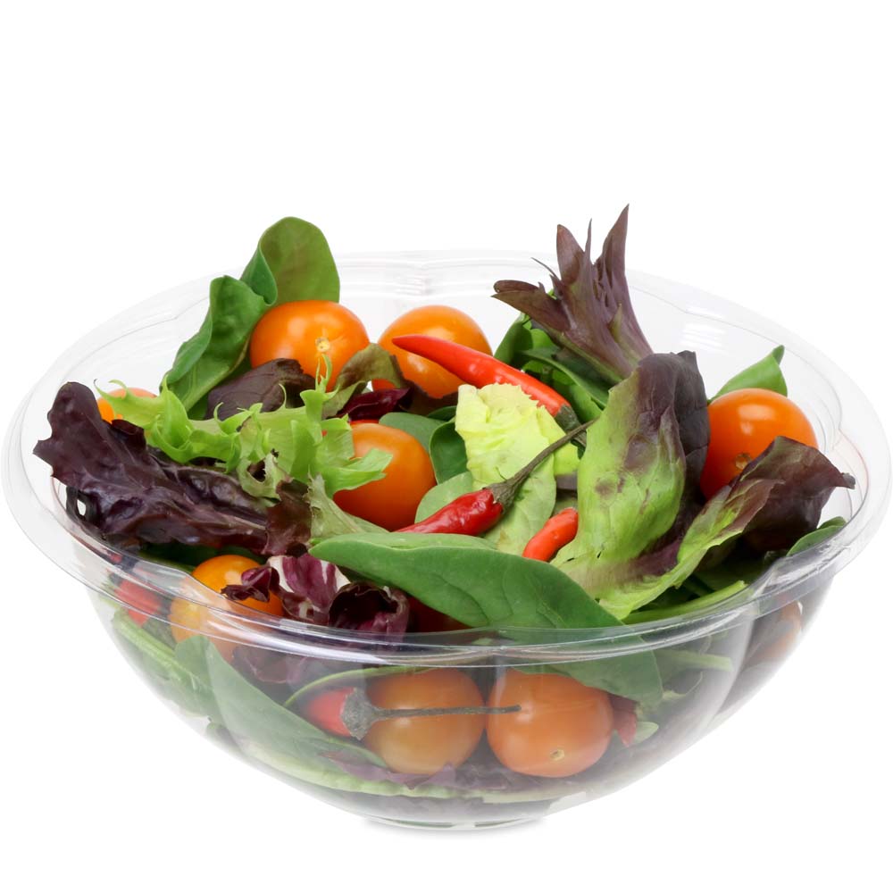 Renewable and Compostable Salad Bowls with Lids, 24 oz, Clear