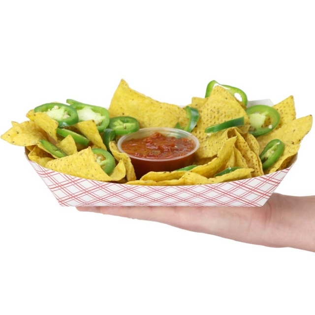 5 lb. Red Plaid Paper Food Trays