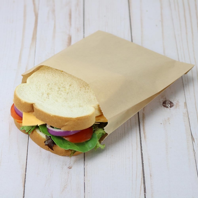Natural Brown Kraft Grease Resistant Paper PFAS-Free Sandwich Bags - 6 x 0.75 x 6.75"
