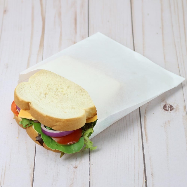 White Grease Resistant Paper Sandwich Bags PFAS Free - 6 x 0.75 x 6.5"