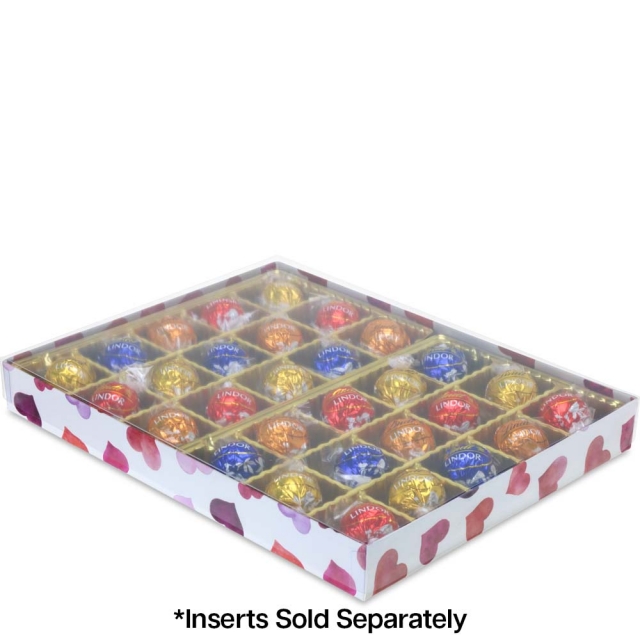 1 lb. Watercolor Hearts Candy Box with Clear Lid -...