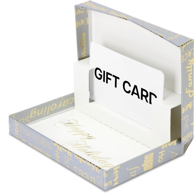 Silver Christmas Memories Gift Card Boxes w/ White Interior