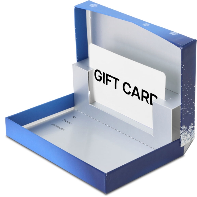 Blue Ornament Gift Card Boxes w/ Silver Interior
