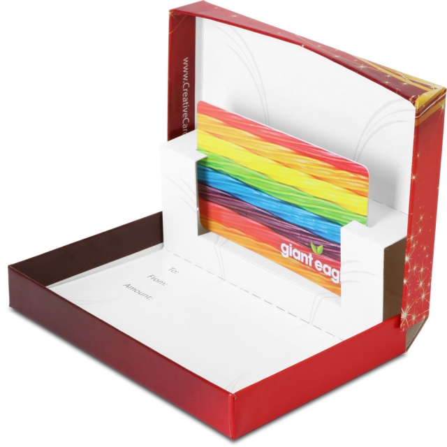 Red Ornament Gift Card Boxes w/ White Interior