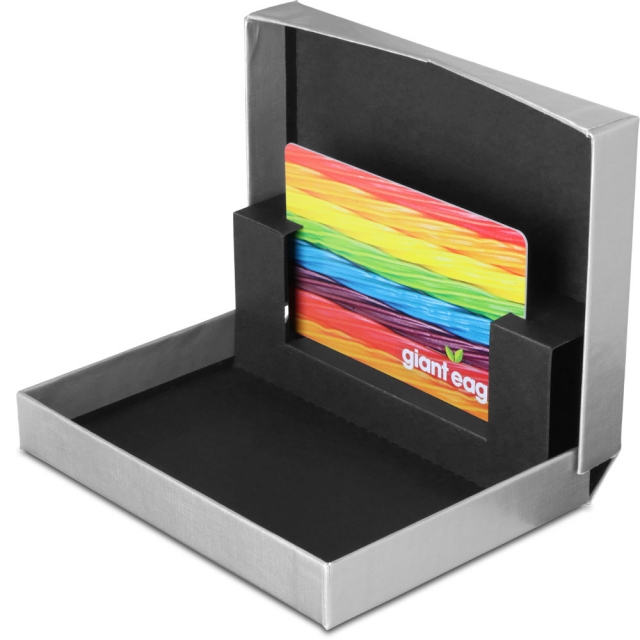 Silver Linen Gift Card Boxes w/ Black Interior