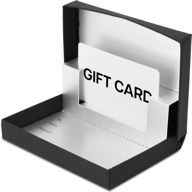 Black Soft Touch Gift Card Boxes w/ Silver Interior
