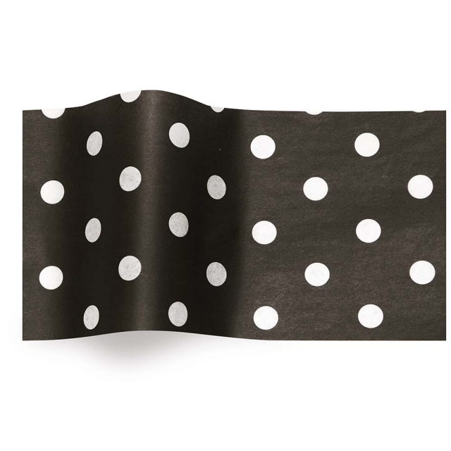 White Dots On Black Tissue Paper - Pattern Retail Tissue - 20 x 30 in.