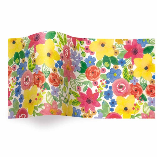 Watercolor Floral Tissue Paper - Pattern Retail Tissue - 20 x 30 in.