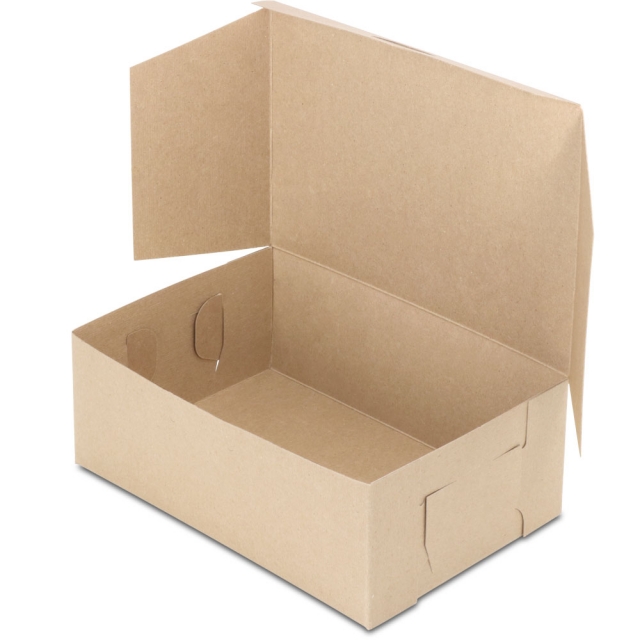8 x 5-1/2 x 3" 100% Recycled Brown Kraft Bakery Boxes
