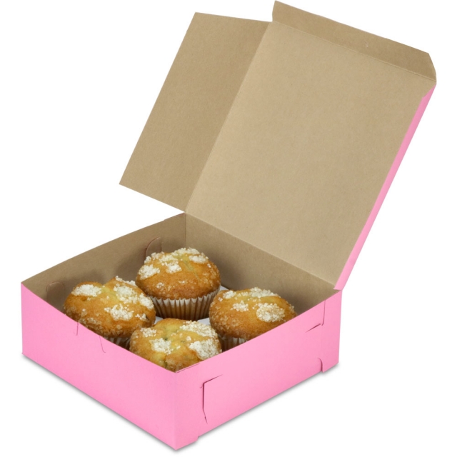 8 x 8 x 3" Pink Bakery Boxes