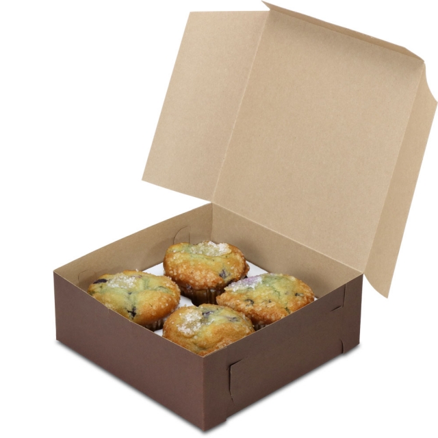 8 x 8 x 3" Chocolate Brown Bakery Boxes