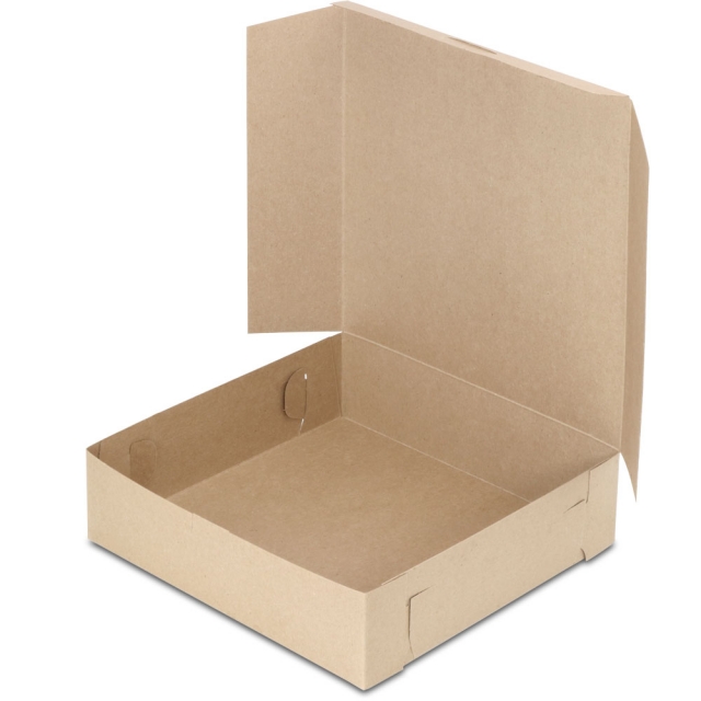 9 x 9 x 2-1/2" 100% Recycled Brown Kraft Pie / Bakery Boxes
