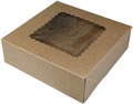 8 x 8 x 2.5" Premium Semi-Automatic Brown Kraft Pie / Bakery Boxes with Window