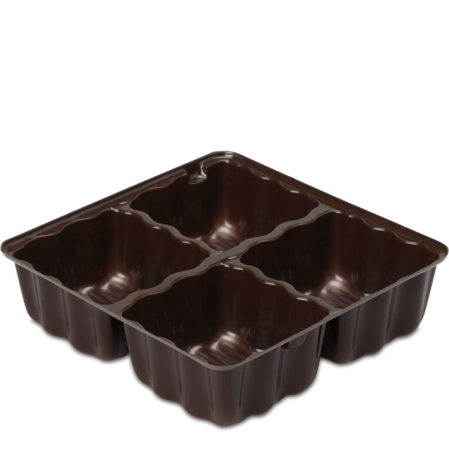Four-Cavity Brown Candy Box Inserts- 3.5 x 3.25 in.
