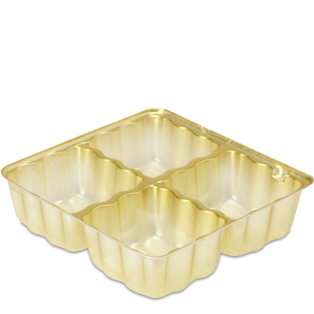 Four-Cavity Gold Candy Box Inserts - 3.5 x 3.25 in.