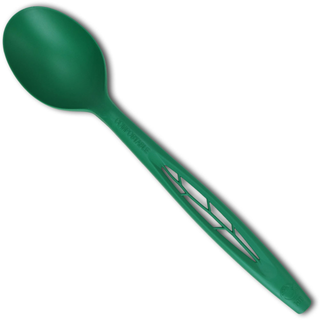 Green Compostable Spoons - Individually Wrapped - 6 in.