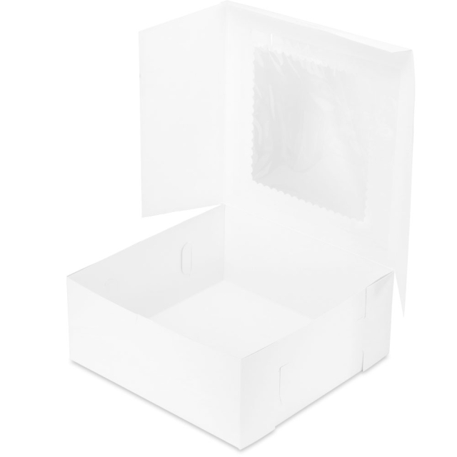 12 x 12 x 5 White Window Bakery Boxes (with Lock Corner)