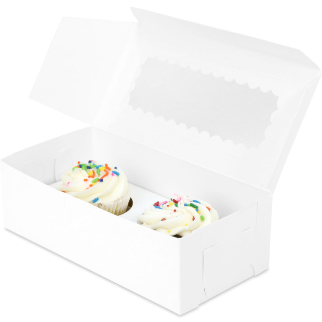 8 x 4 x 2.5" White Cupcake Bakery Boxes with Top Window