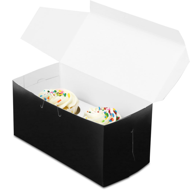 8 x 4 x 4" Black Cupcake Bakery Boxes