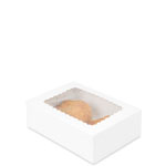 8 x 5.75 x 2.5" Premium Semi-Automatic White Bakery Boxes with Window