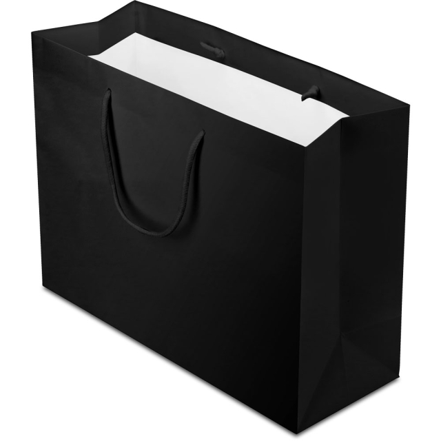 16 x 6 x 12 in. - Black Matte Eurotote Paper Shopping Bags