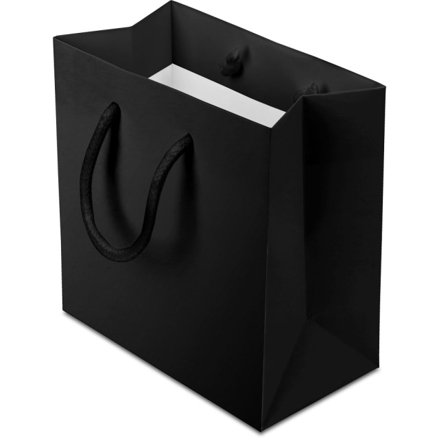 6.5 x 3.5 x 6.5 in. - Black Matte Eurotote Paper Shopping Bags