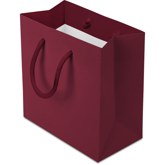6.5 x 3.5 x 6.5 in. - Burgundy Matte Eurotote Paper Shopping Bags