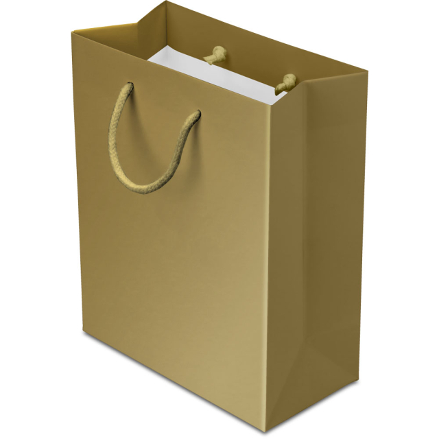 8 x 4 x 10 in. - Baroque Gold Matte Eurotote Paper Shopping Bags