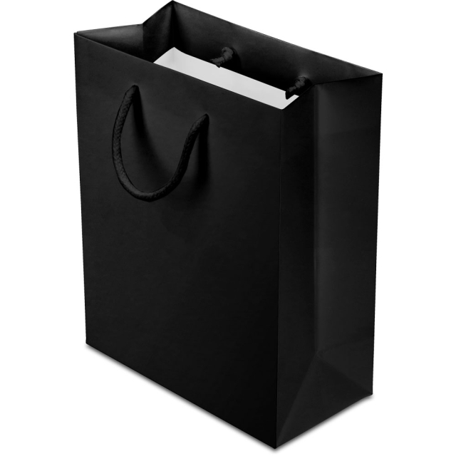 8 x 4 x 10 in. - Black Matte Eurotote Paper Shopping Bags