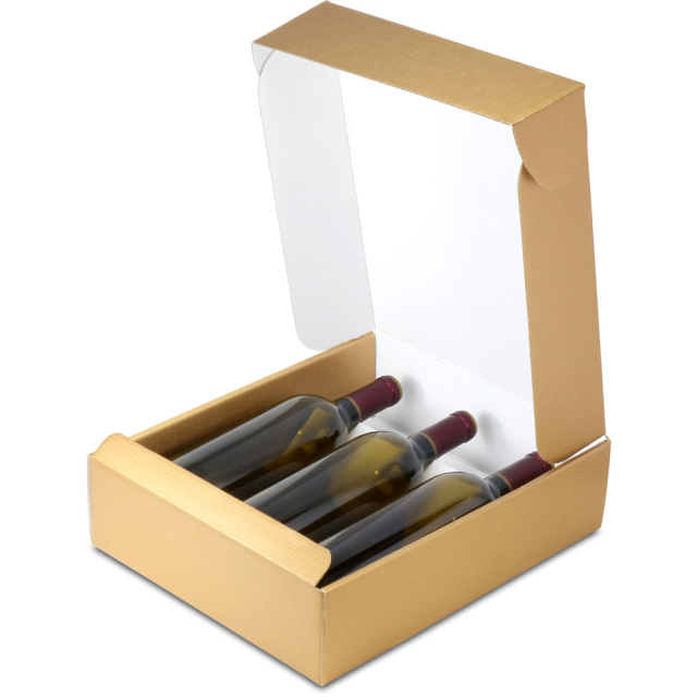 Spun Gold Three Wine Bottle Box