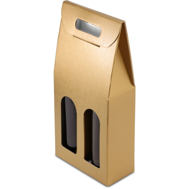 Spun Gold Two Bottle Wine Carrier Boxes