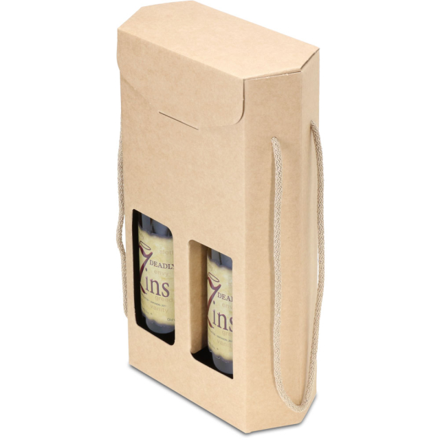 Brown Kraft Hexagon Wine Box for Two Bottles