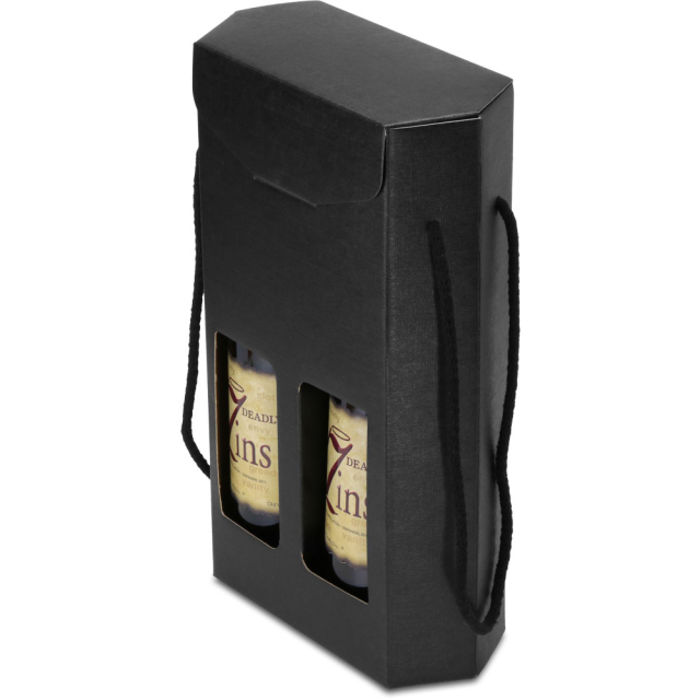 Black Hexagon Wine Box for Two Bottles